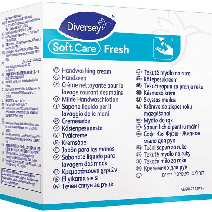 Diversey Soft Care Fresh H1 - Sapone Mani Profumato, Confezione 0,8 Litri