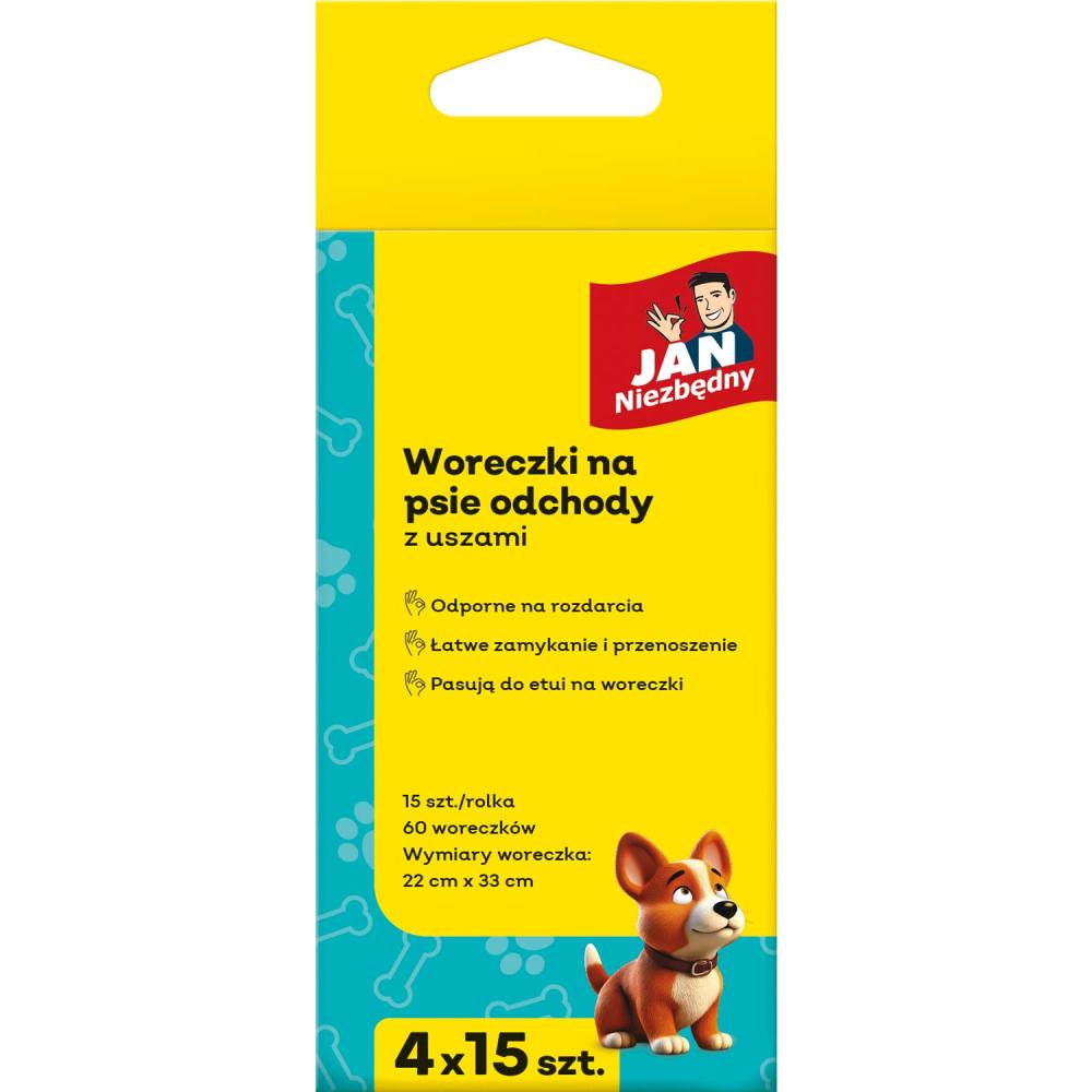 Jan Niezbędny worki na psie odchody z uszami 4x15szt.