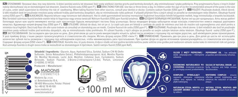 Bio Madent pasta do zębów dla palaczy 100ml wybielająca