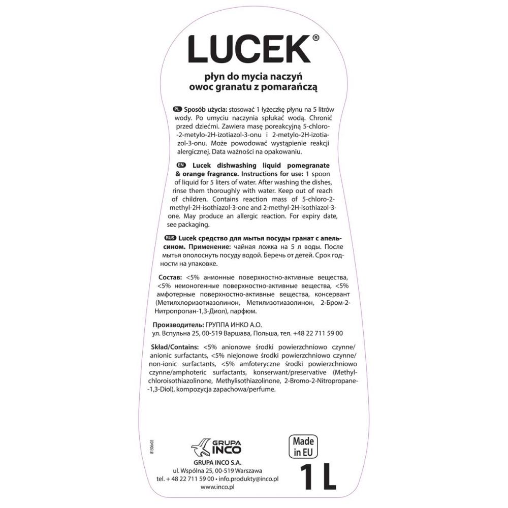 Lucek płyn do naczyń mięta granat-pomarańcza 1L