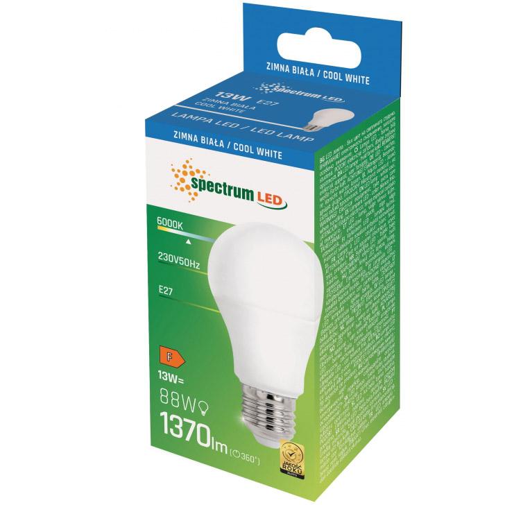 Spectrum LED żarówka GLS E27 13W zimna biała
