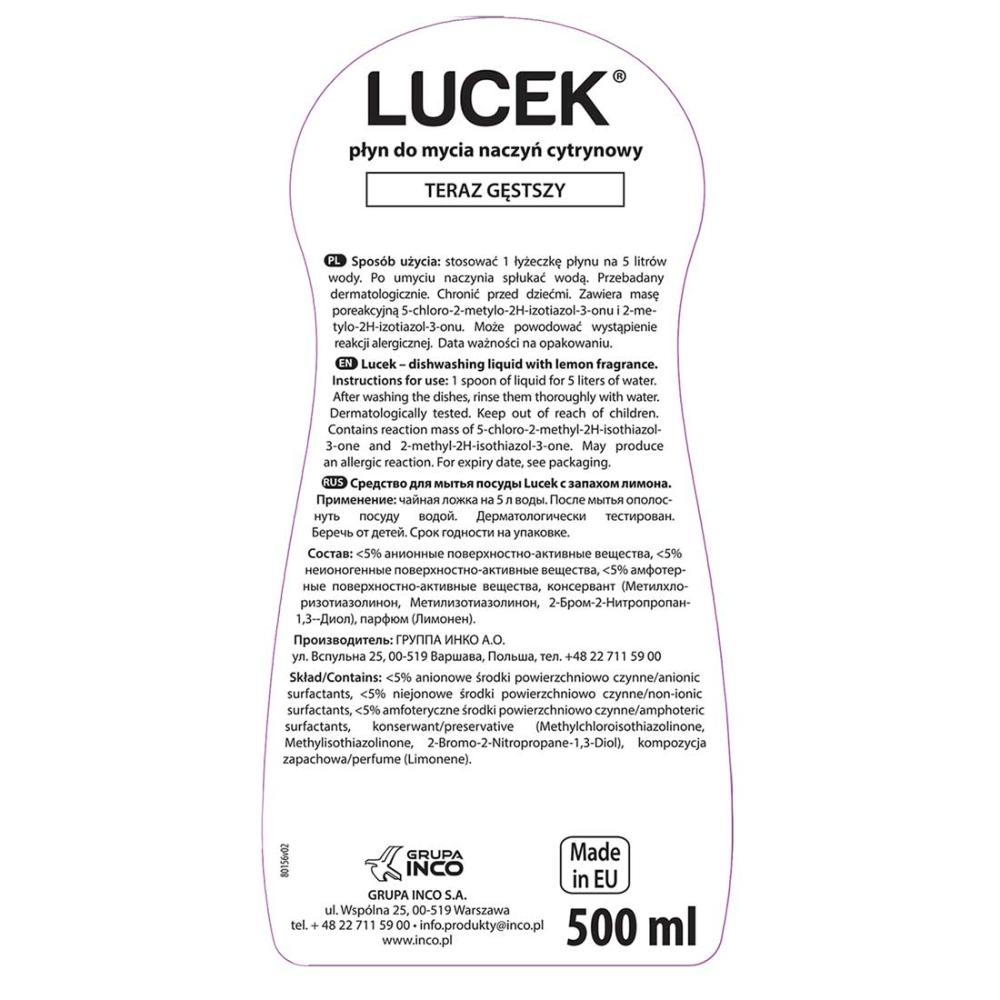 Lucek płyn do naczyń cytryna 500ml