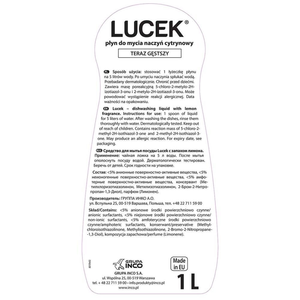 Lucek płyn do naczyń balsam cytryna 1L