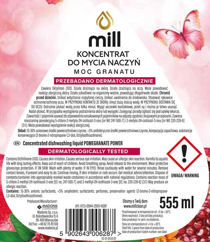 Mill Wash koncentrat do naczyń 555ml Moc Granatu