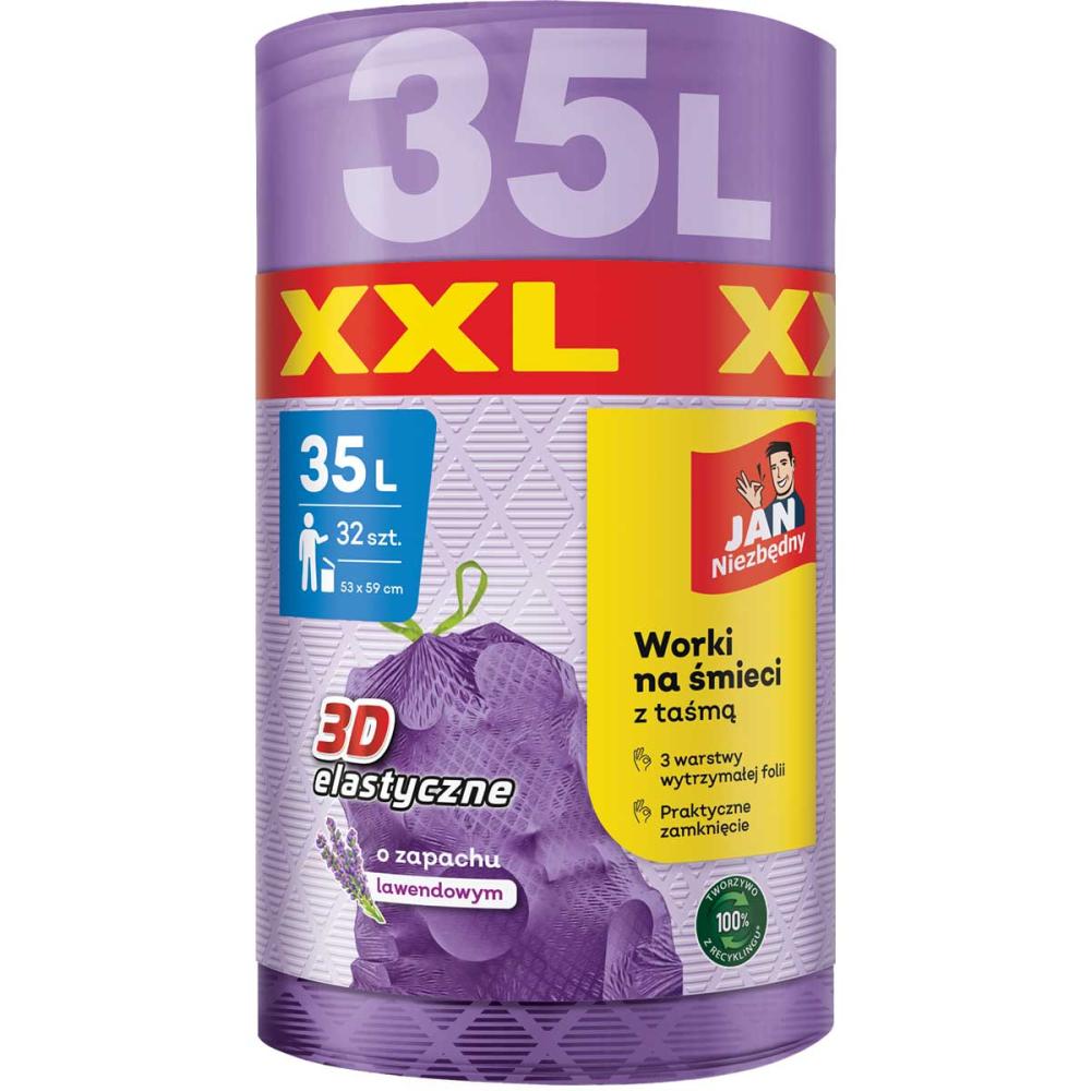 Jan Niezbędny worki LD 3D lawendowe XXL 35L 32szt.