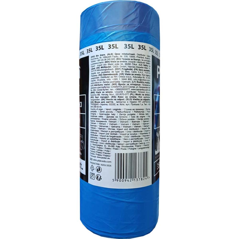 Paclan worki z taśmą Expert 35L/50szt. Niebieskie