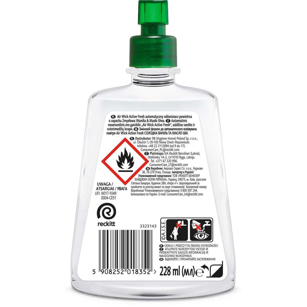 Air Wick Active Fresh automatyczny odświeżacz powietrza 228ml Sweet Vanilla & Shea Butter 