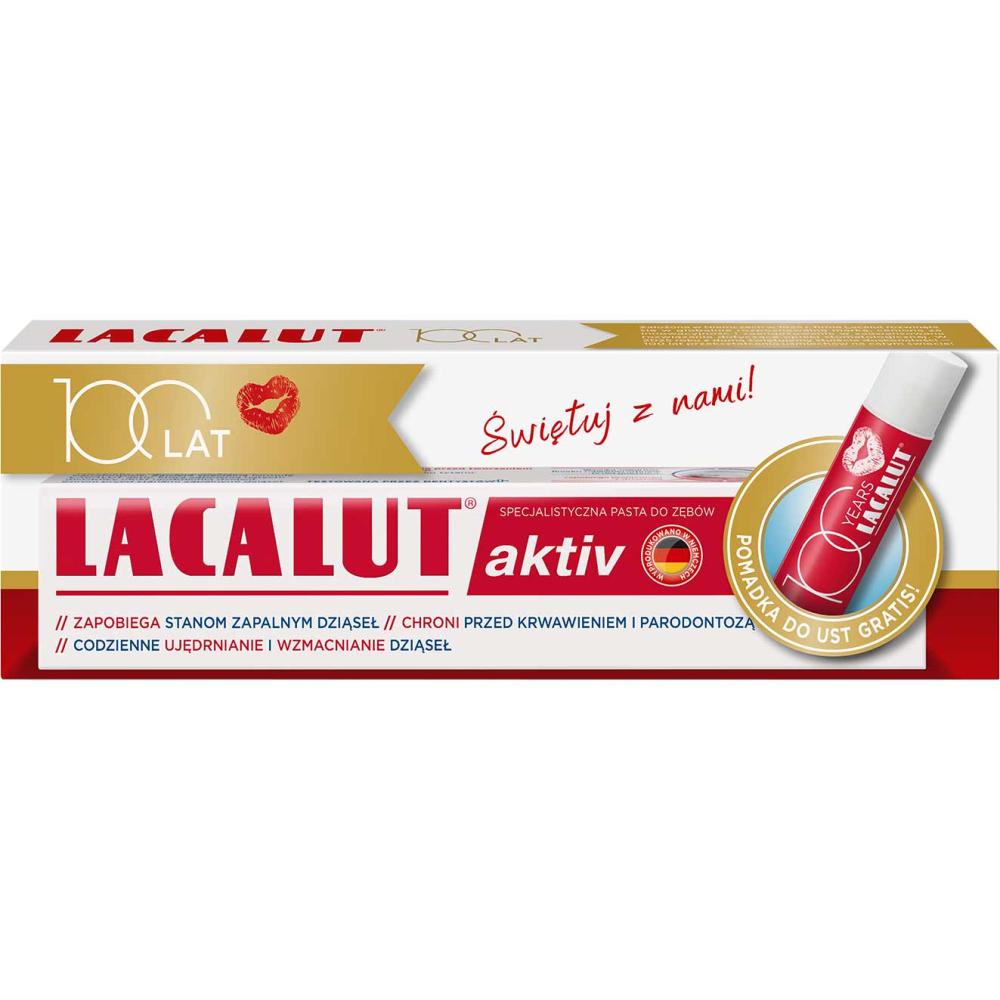 Lacalut Aktiv zestaw (pasta do zębów 75ml + pomadka)