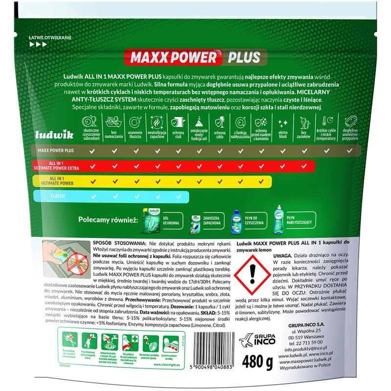 Ludwik All In One Maxx Power tabletki do zmywarek 30 sztuk Cytryna