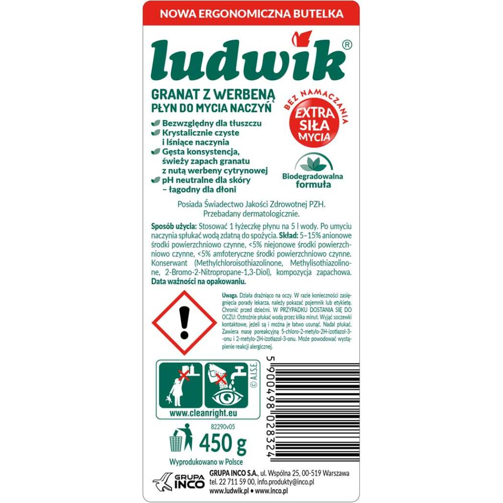 Ludwik płyn do naczyń 450g granat i werbena