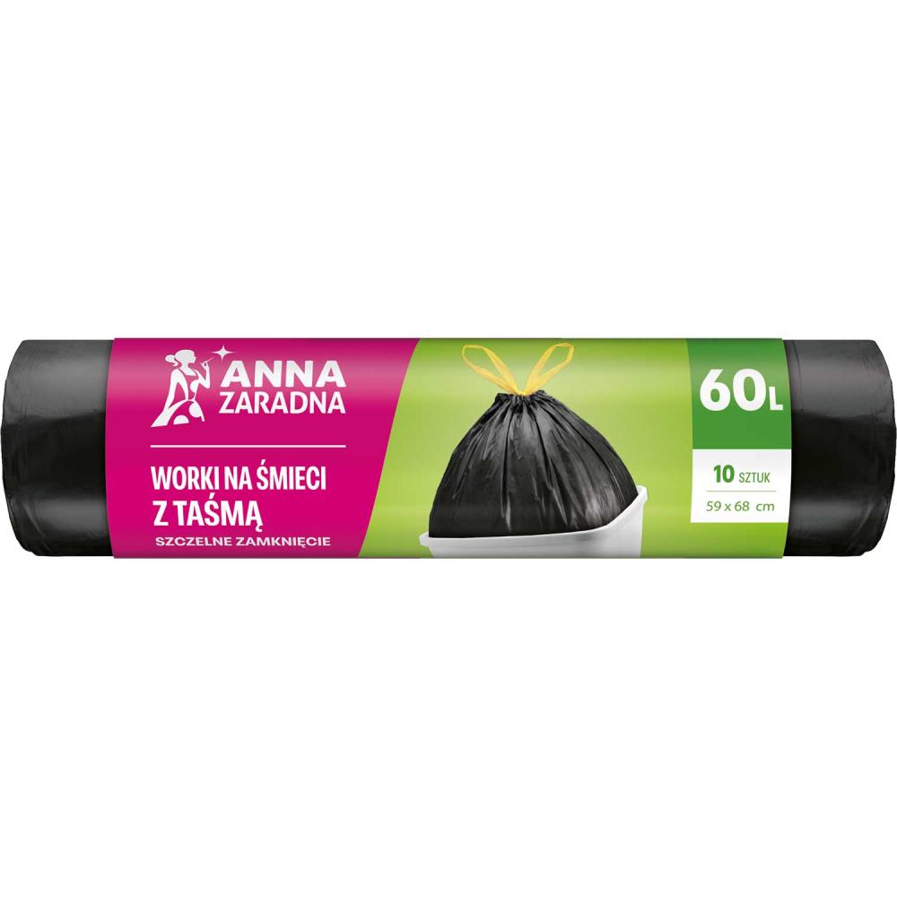 Anna Zaradna worki z taśmą czarne 60L/10