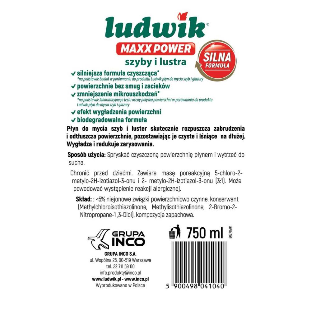 Ludwix Maxx Power płyn do szyb i luster 750ml rozpylacz