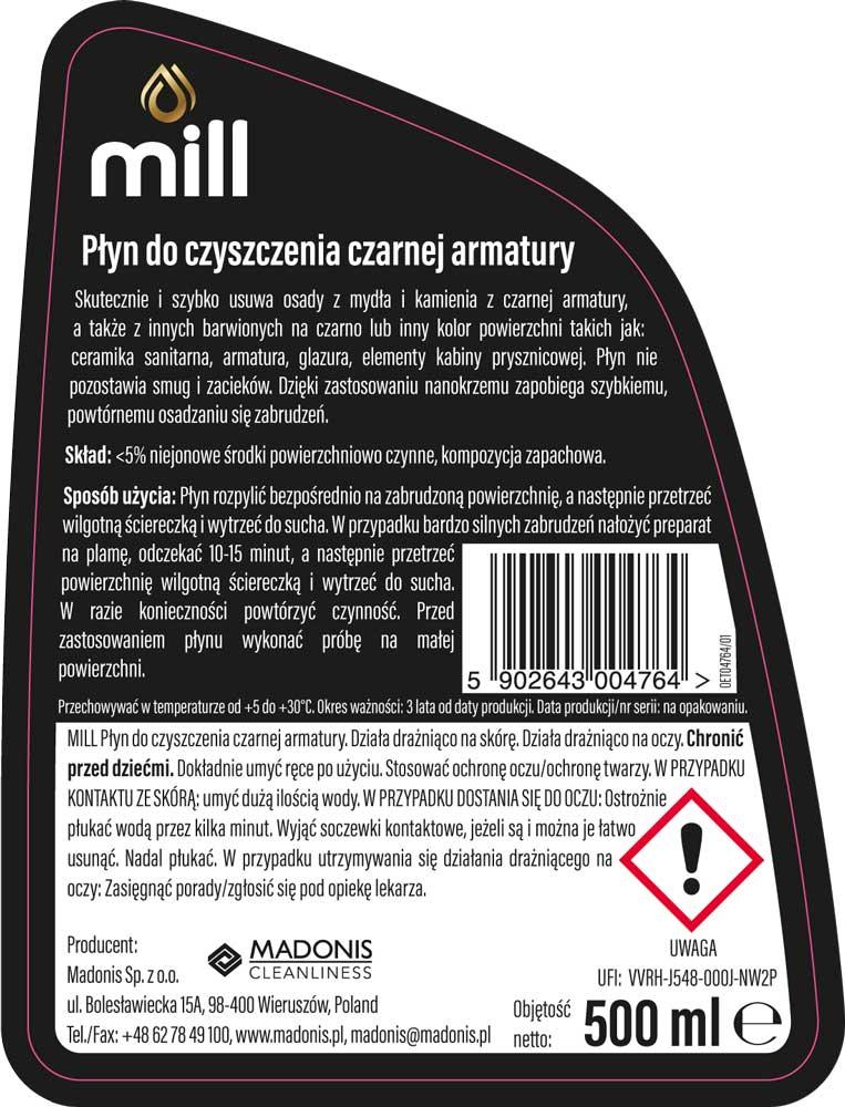 Mill Clean płyn do czyszczenia czarnej armatury 500ml rozpylacz
