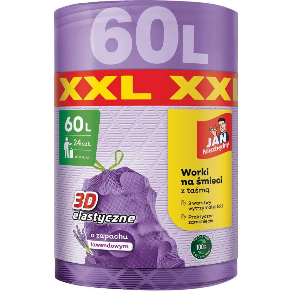 Jan Niezbędny worki LD 3D lawendowe XXL 60L 24szt.