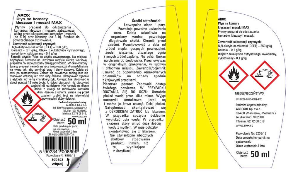 Arox preparat w płynie na komary i kleszcze MAX MORO 50ml