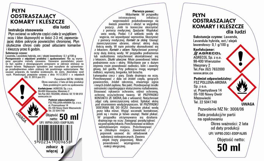 Arox preparat w płynie na komary i kleszcze lawendowy 50ml