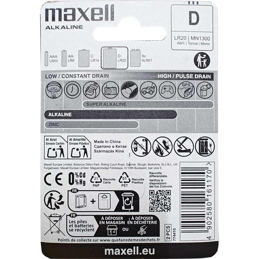 Maxell Alkaline bateria alkaliczna LR20 2szt. blister