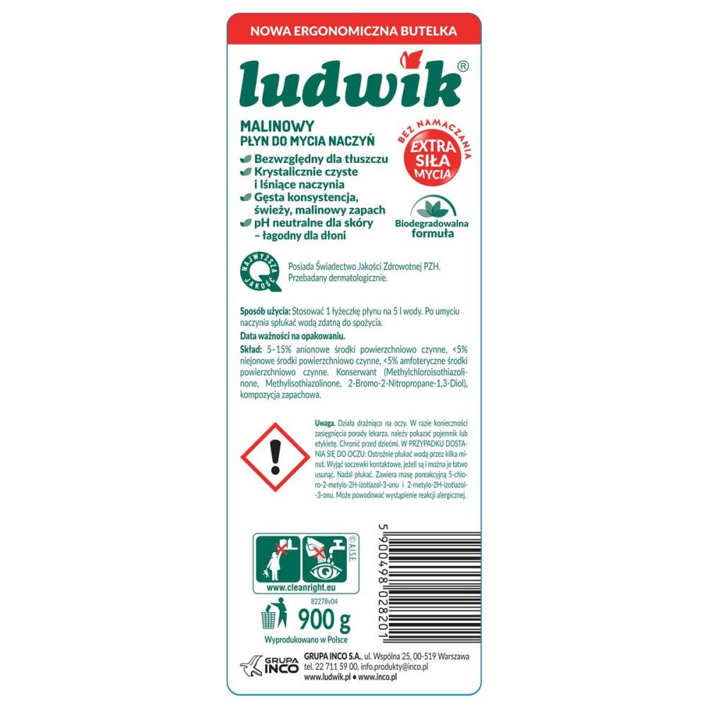 Ludwik płyn do naczyń Malina 900g