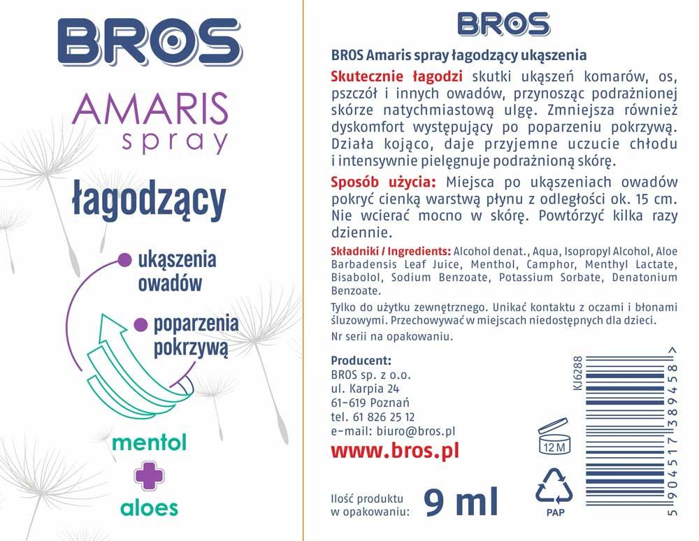 Bros Amaris spray łagodzący ukąszenia owadów 9ml