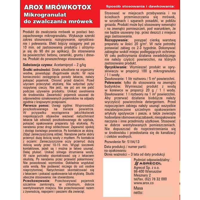 Arox Mrówkotox mikrogranulat na mrówki 120g