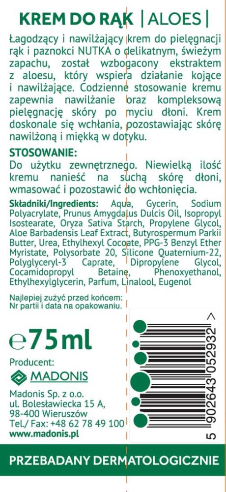 Nutka krem do rąk Aloes 75ml tubka