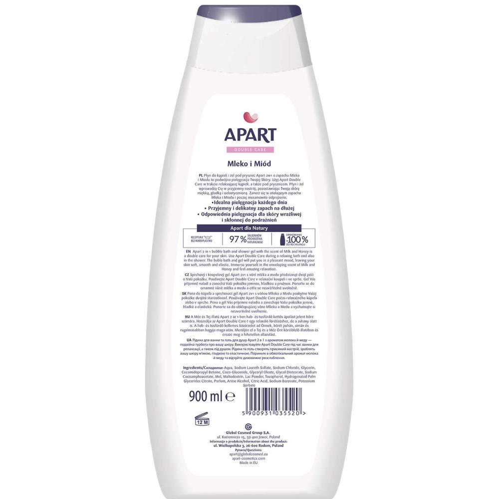 Apart Double Care żel pod prysznic + żel do kąpieli 900ml Milk & Honey