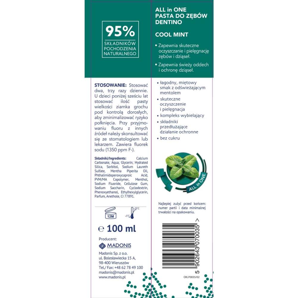 Dentino All In One pasta do zębów 100ml Cool Mint