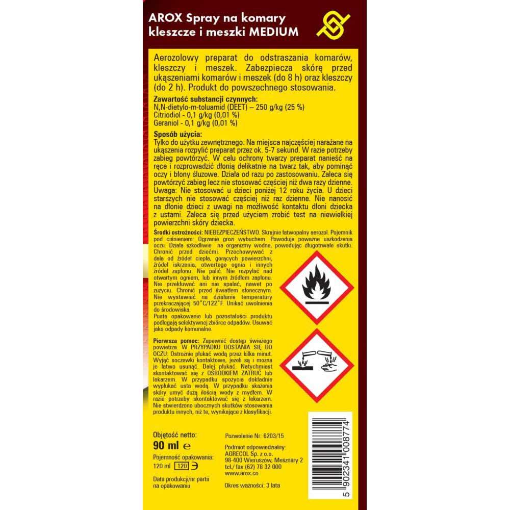 Arox spray na komary i kleszcze MEDIUM 90ml