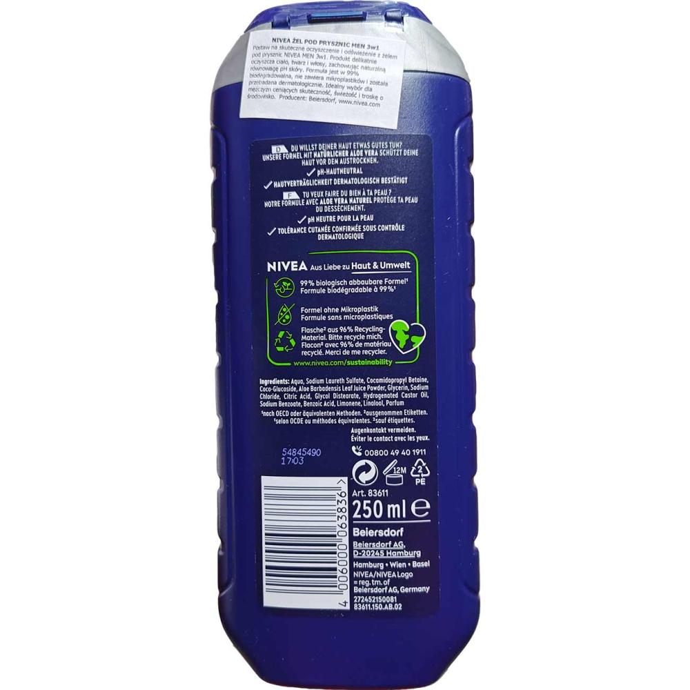Nivea Men żel pod prysznic 3in1 Protect & Care Aloe Vera 250ml 