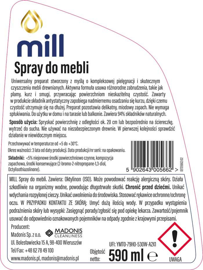 Mill Clean płyn do mebli 590ml rozpylacz