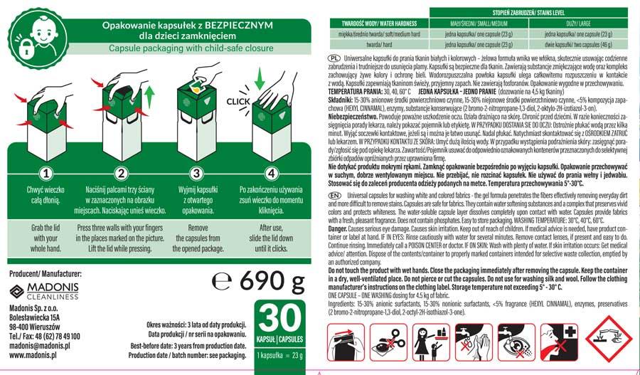Mill kapsułki do prania tkanin 30 sztuk Universal, kartonik