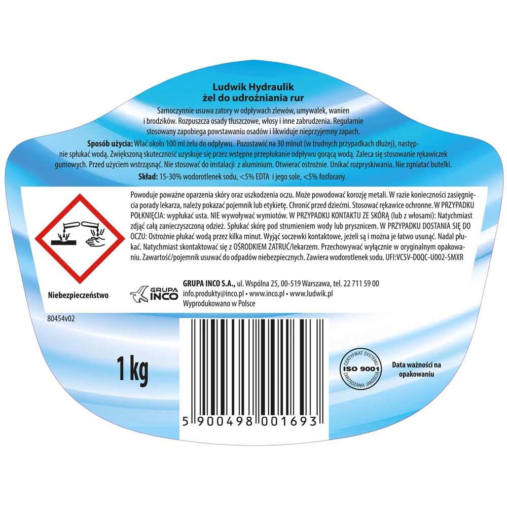 Ludwik Hydraulik w żelu do udrożniania rur 1kg