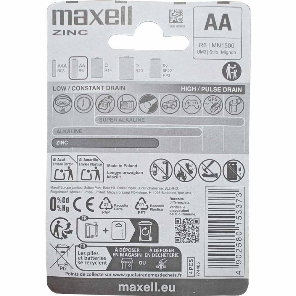 Maxell Zinc LR6 bateria cynkowo – węglowa AA 4szt. blister
