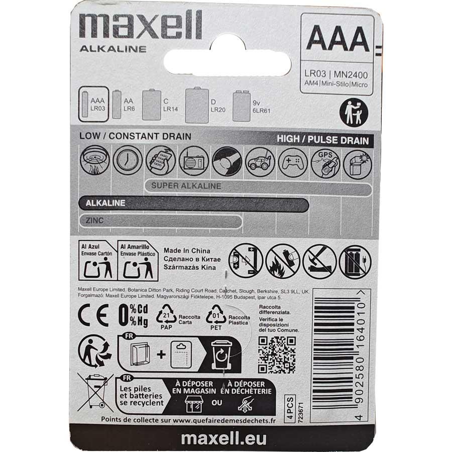 Maxell Alkaline bateria alkaliczna AAA LR03 4szt. blister
