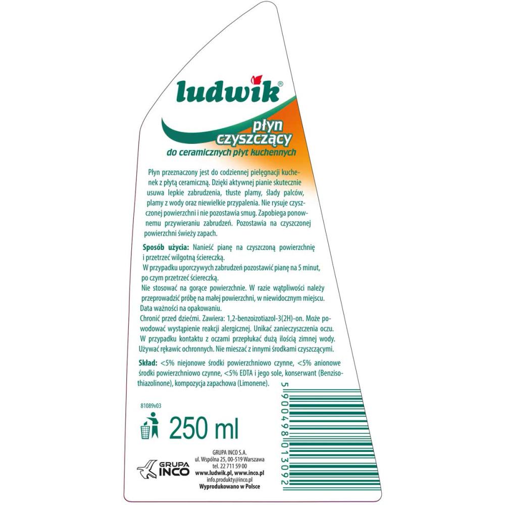 Ludwik płyn do mycia płyt ceramicznych spray 250ml