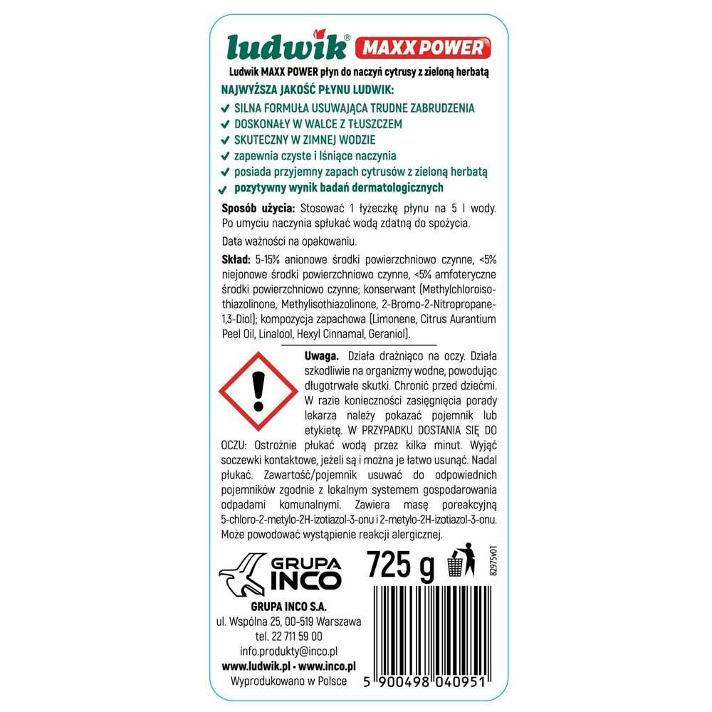 Ludwik Maxx Power płyn do naczyń 725g Cytrusy z Zieloną Herbatą