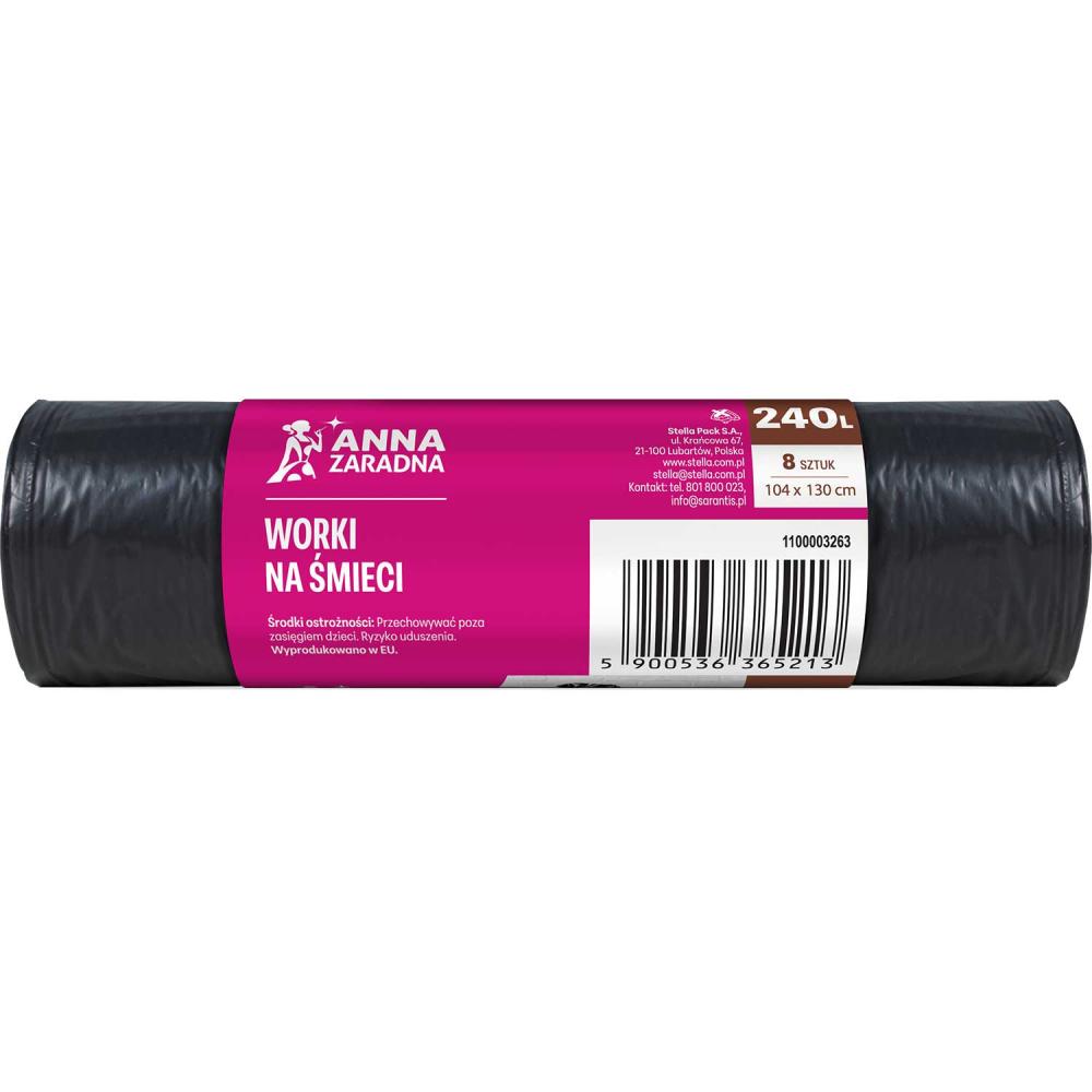 Anna Zaradna worki mocne 240L 8 sztuk czarne