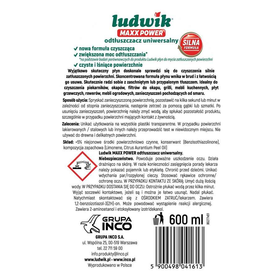 Ludwik Maxx Power odtłuszczacz uniwersalny 600ml rozpylacz