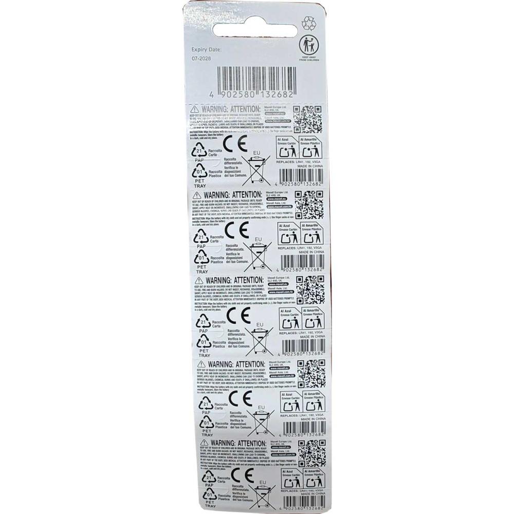 Maxell Alkaline bateria alkaliczna LR41/192 10szt. blister