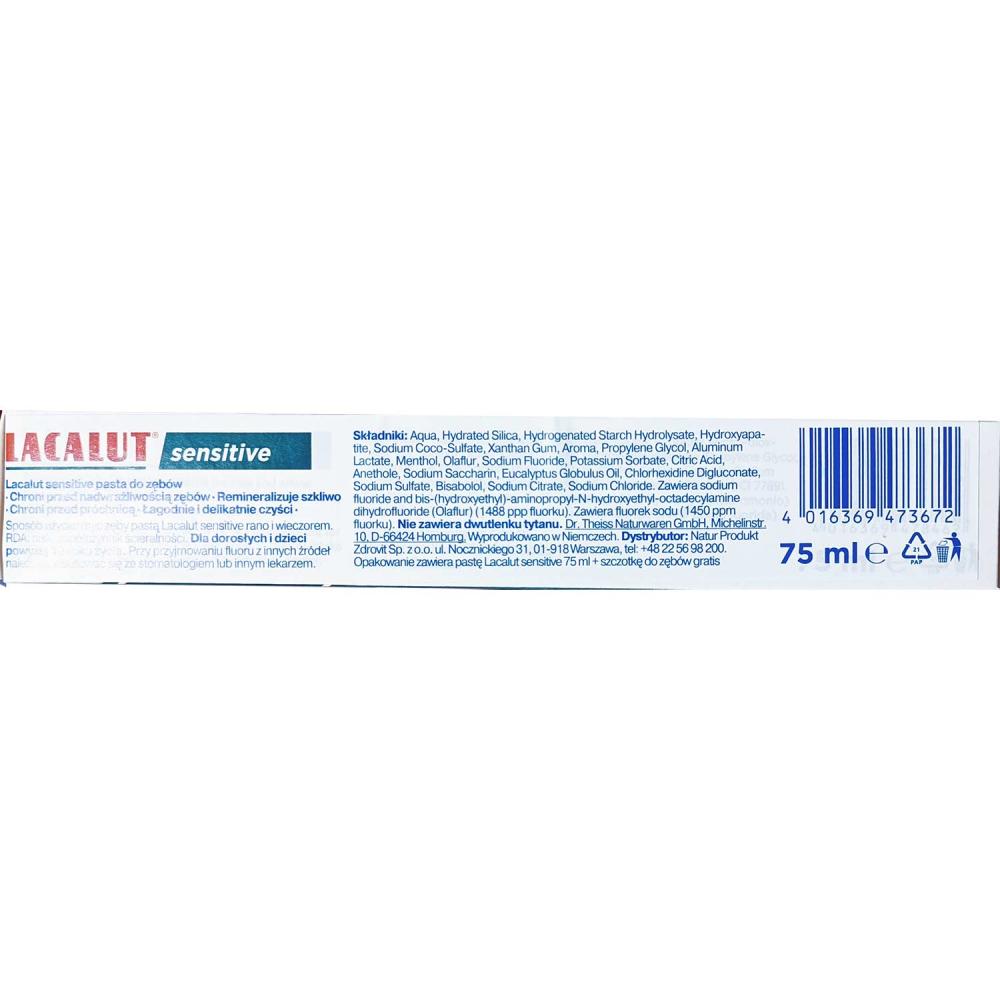 Lacalut Sensitive zestaw (pasta do zębów 75ml + szczoteczka ) 