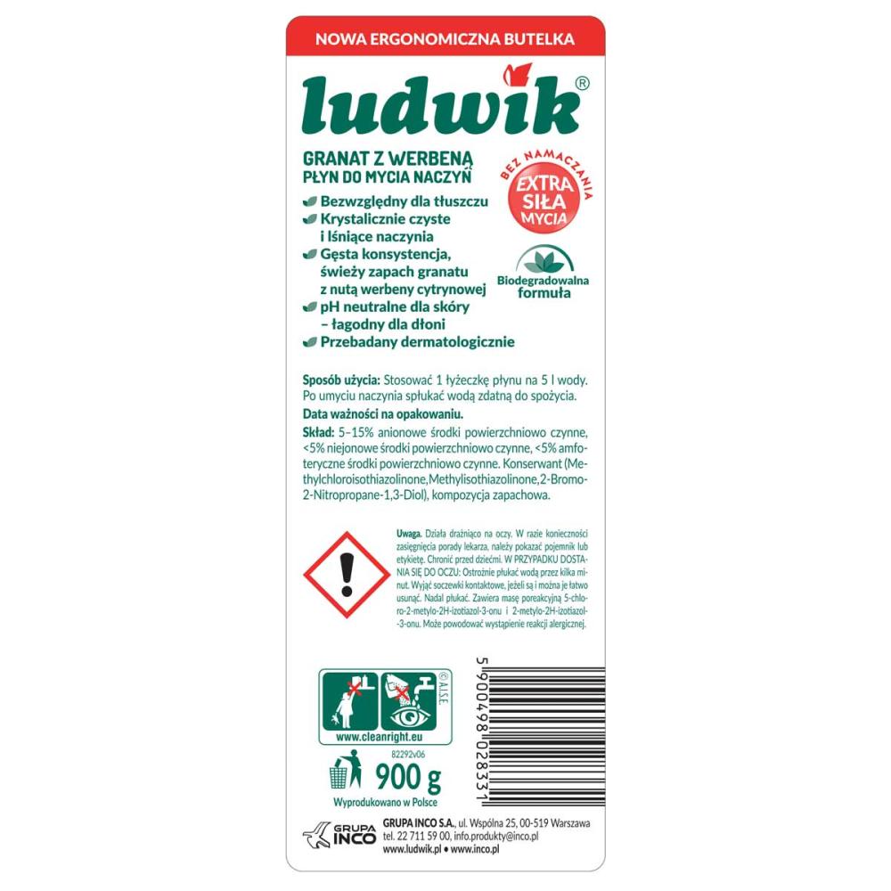 Ludwik płyn do naczyń Granat i Werbena 900g