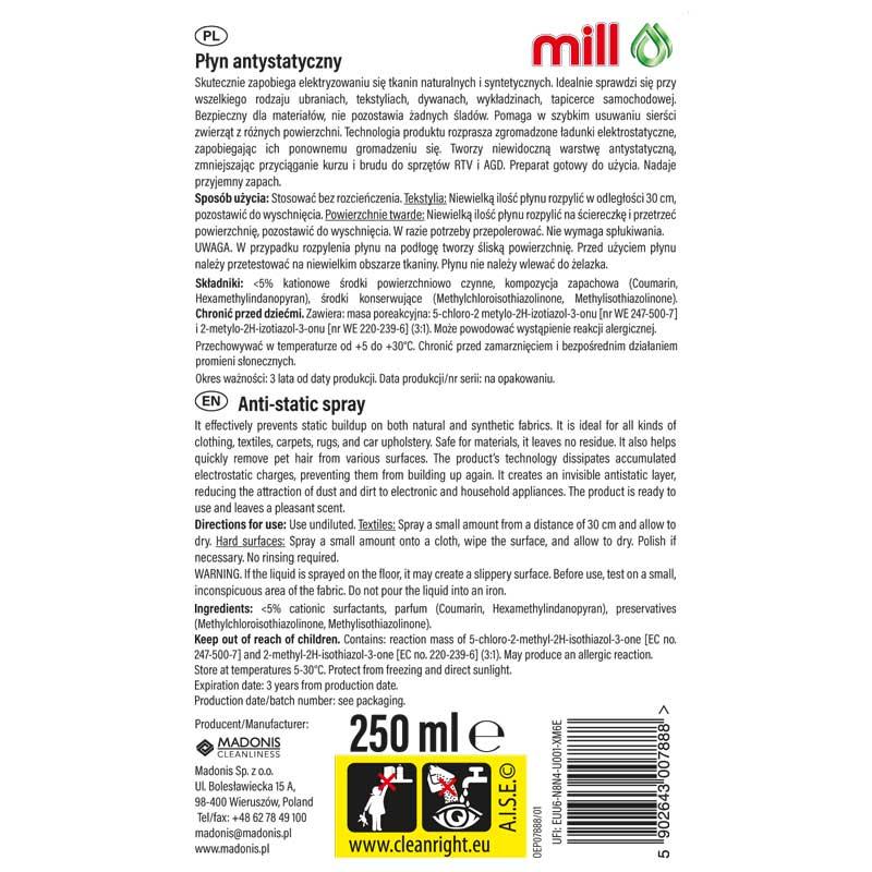 Mill płyn antystatyczny 250ml