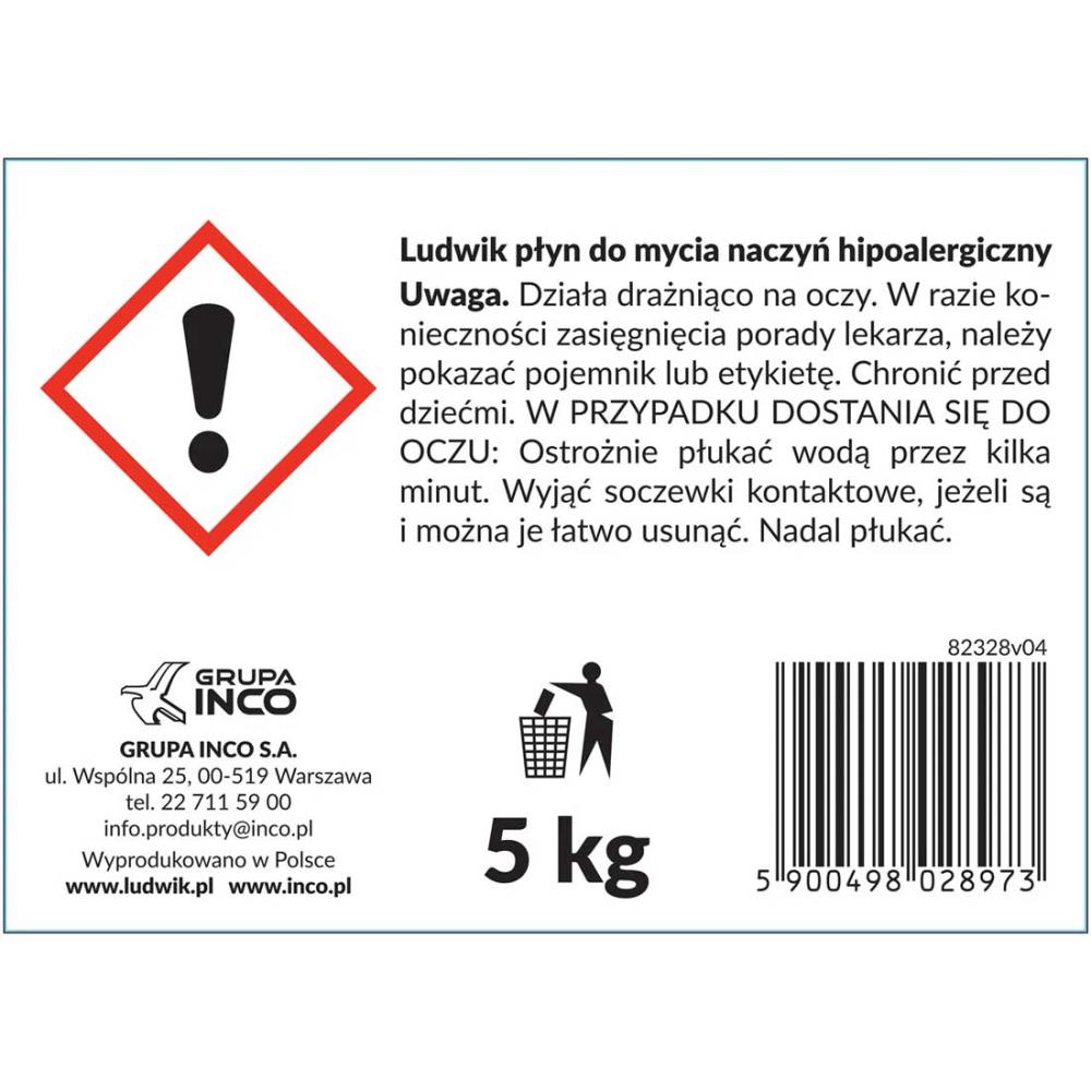 Ludwik płyn do mycia naczyń 5kg Hipoalergiczny