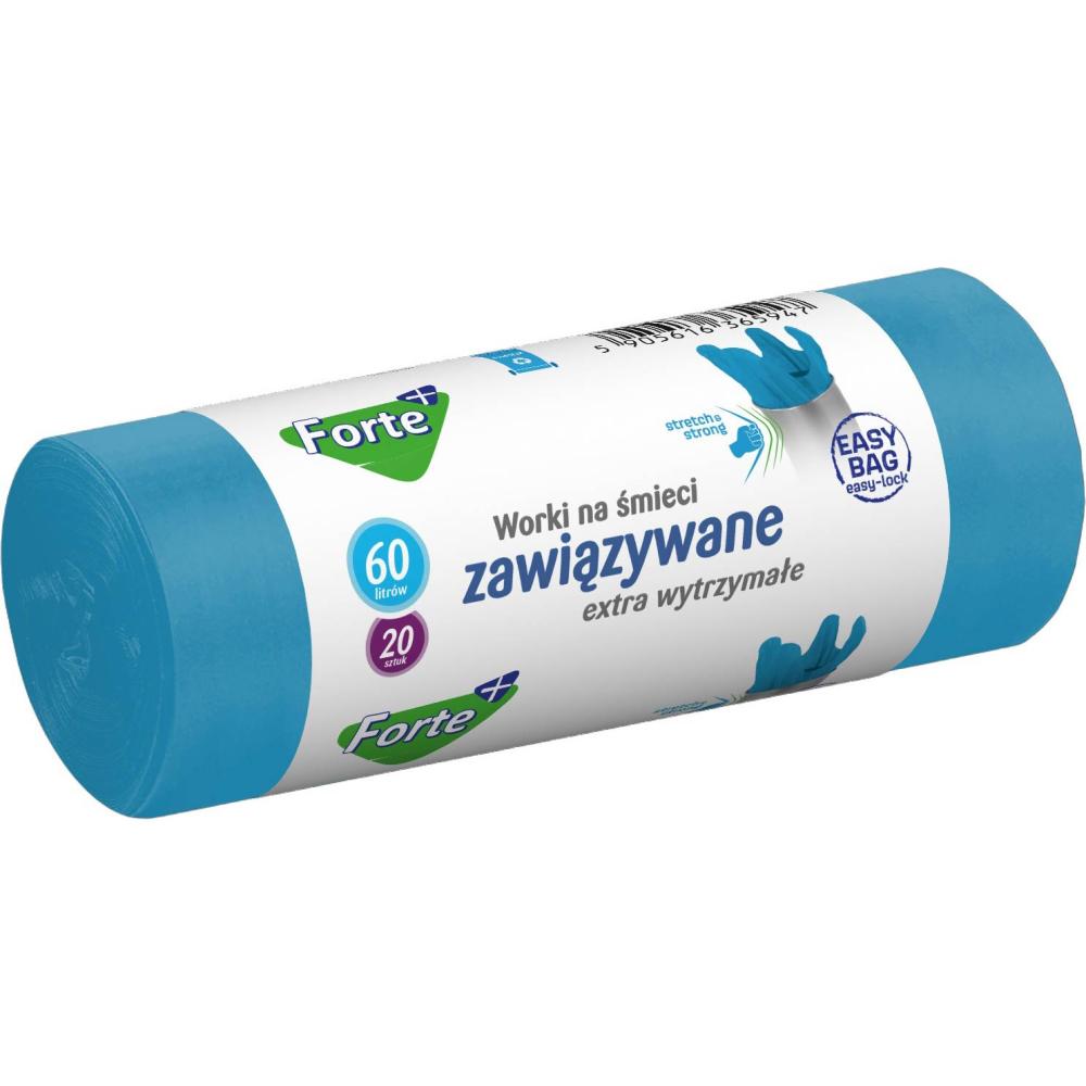 Forte+ Easy-Bag worki na śmieci zawiązywane 60L/20szt. niebieskie 
