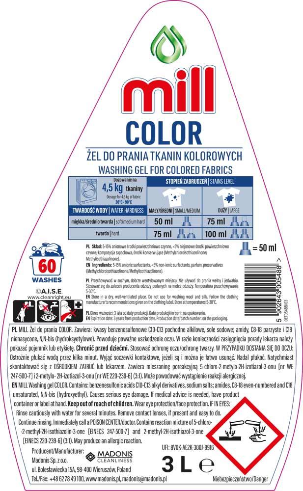 Mill żel do prania 3L Kolor
