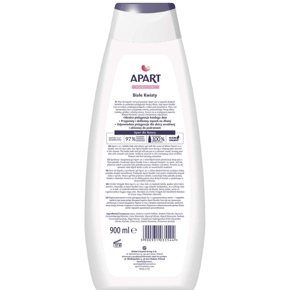 Apart Double Care żel pod prysznic + płyn do kąpieli 900ml White Flowers