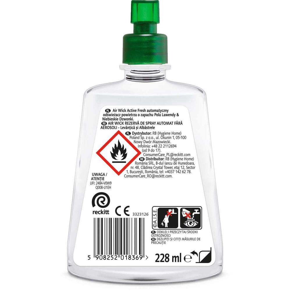 Air Wick Active Fresh automatyczny odświeżacz powietrza 228ml Lavender Meadow & Bluebells zapas 