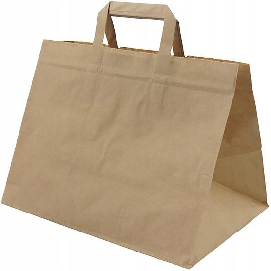 Papstar torba papierowa z rączką 25x32x22cm 250 sztuk brązowa 