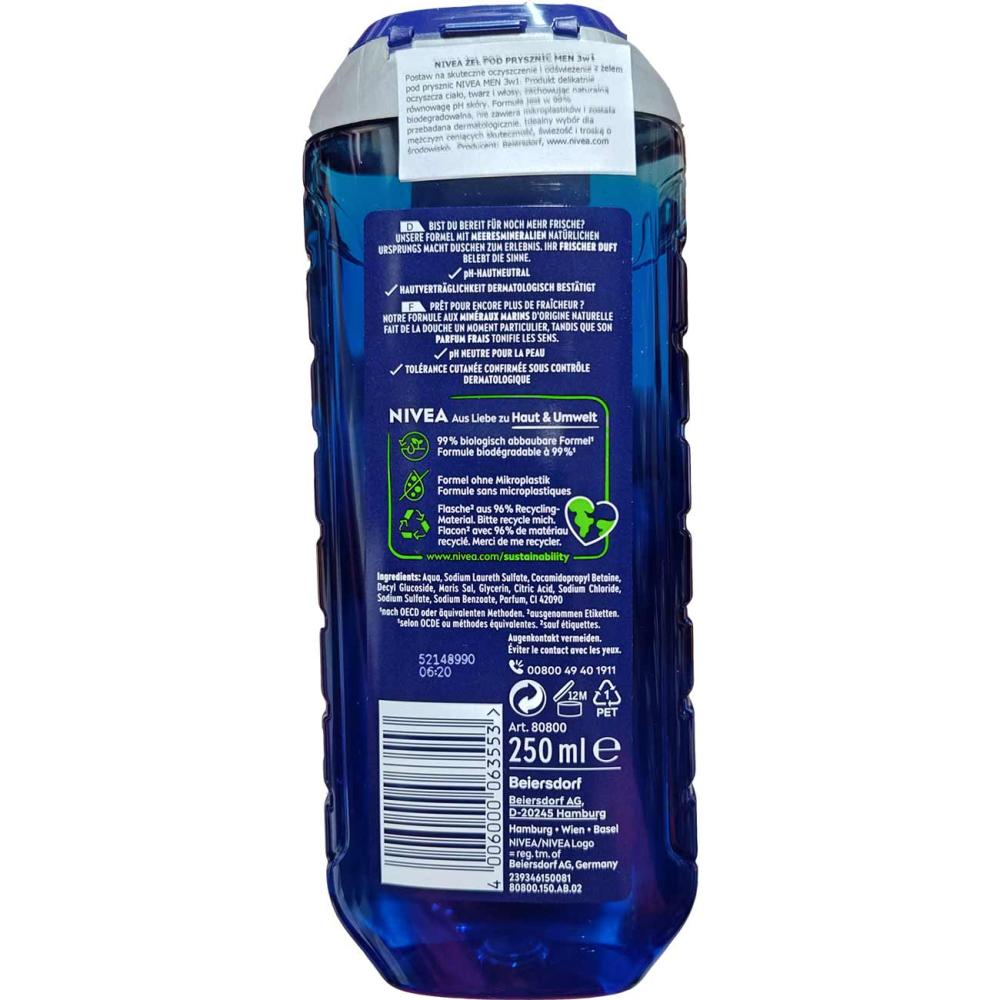 Nivea Men 3w1 Fresh Ocean żel pod prysznic 250ml