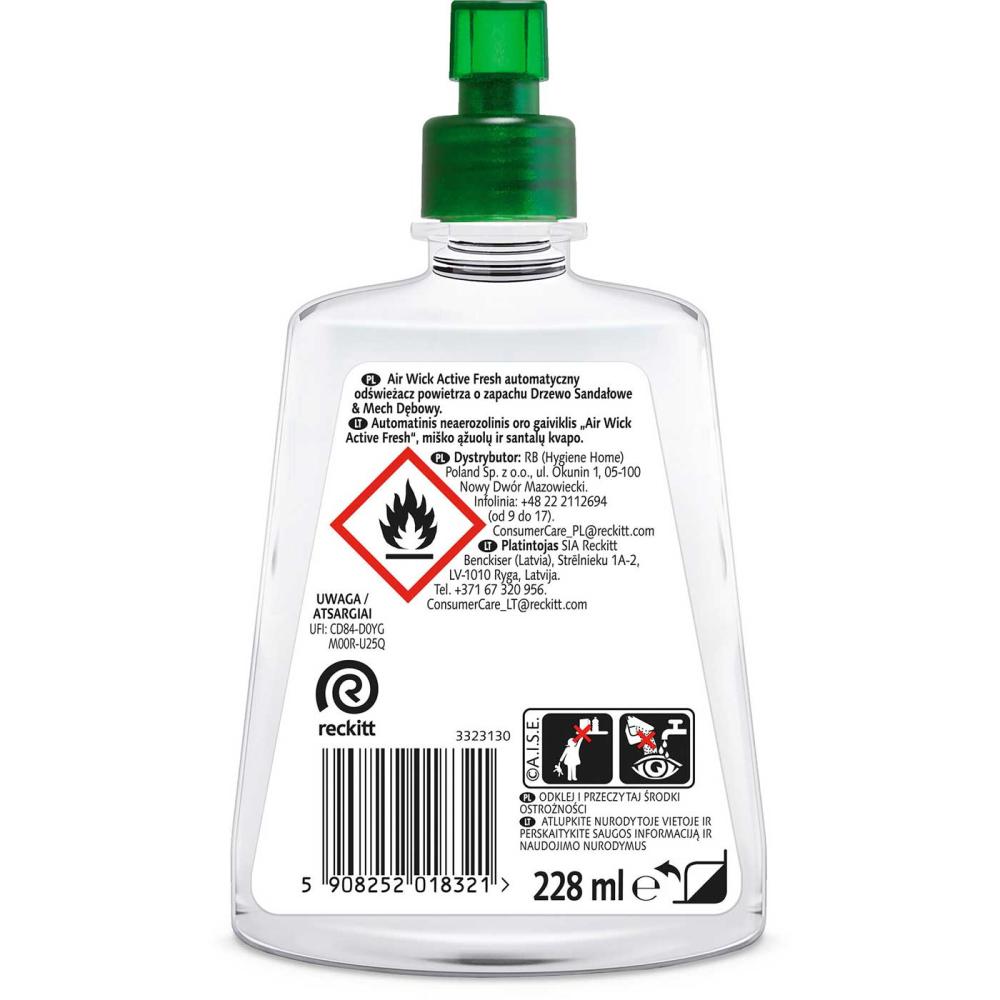 Air Wick Active Fresh automatyczny odświeżacz powietrza 228ml Drzewo Sandałowe i mech dębowy zapas